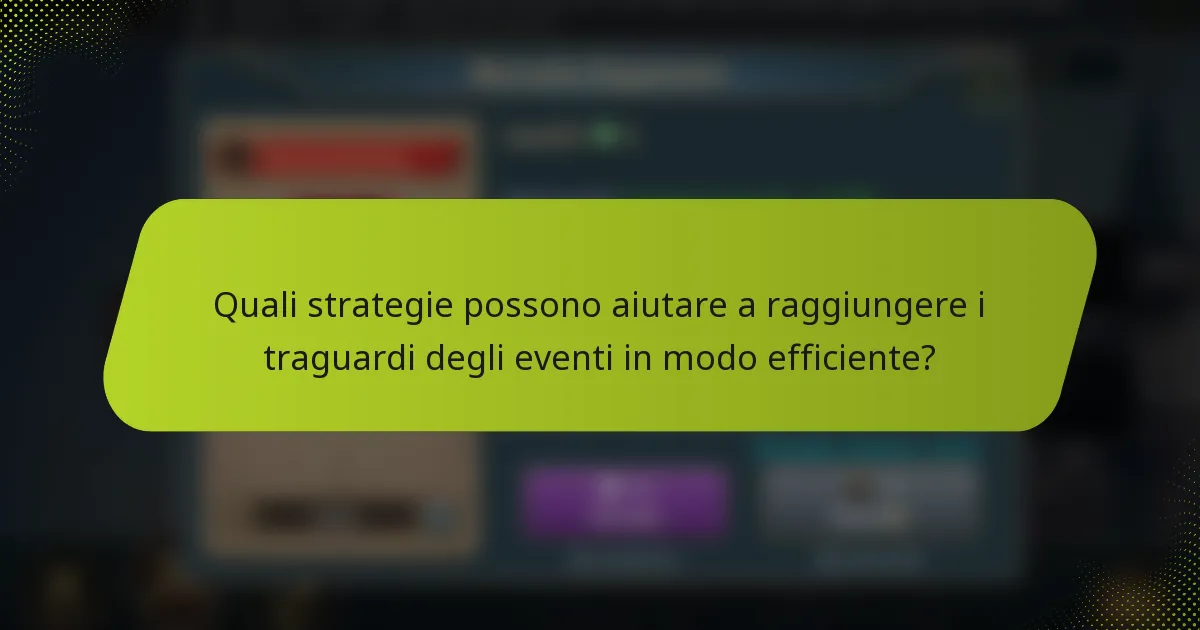 Quali strategie possono aiutare a raggiungere i traguardi degli eventi in modo efficiente?
