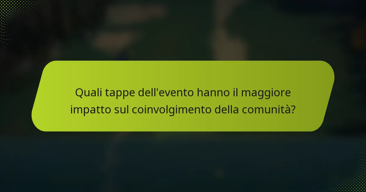 Quali tappe dell'evento hanno il maggiore impatto sul coinvolgimento della comunità?